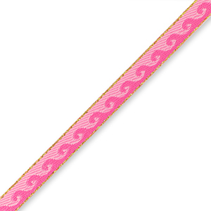 Lint met golven fuchsia-licht roze 10mm (per meter).