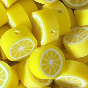5 stuks citroen gele polymeer kralen 8mm.