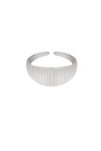 Ring met streepjes print zilver stainless steel one size