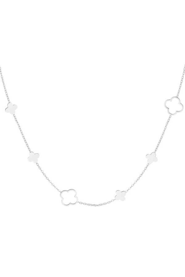 Ketting verschillende klavertjes zilver stainless steel