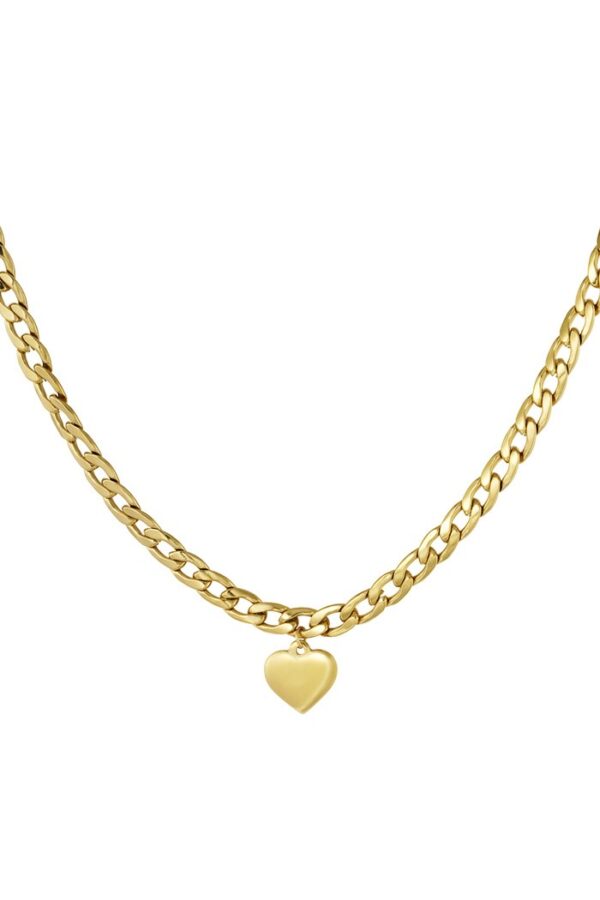 Schakelketting met hart goud stainless steel